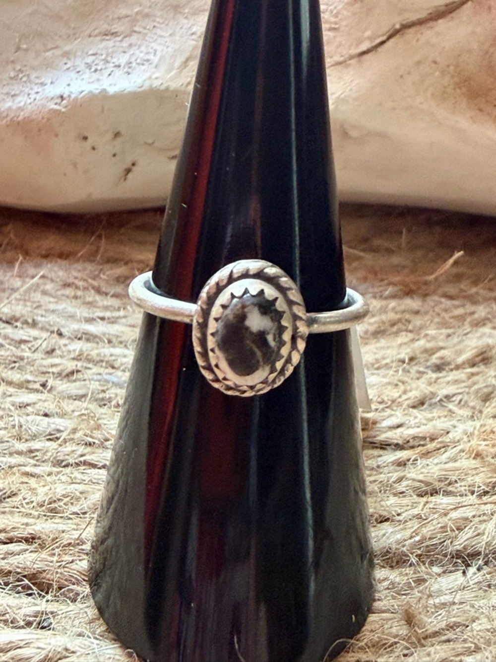 Sterling Silver White Buffalo Stone Oval Ring - Minimalist Women's Jewelry